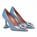 Sun Buckle Rhinestone High-Heels With Wine Glass Heel