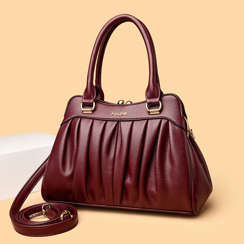 Vintage Style Clip Buckle Multi Pocket Women's Handbag