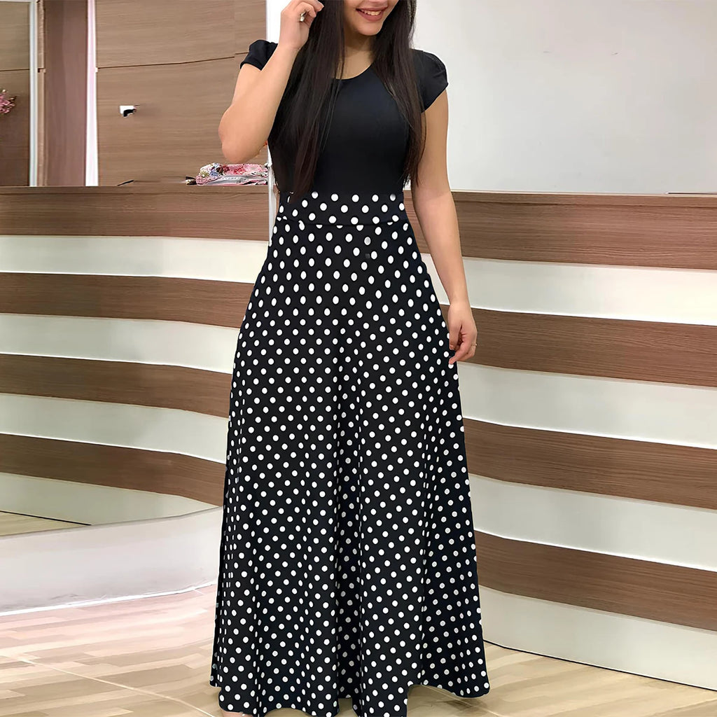 Elegant Midi Polka Dot Dress