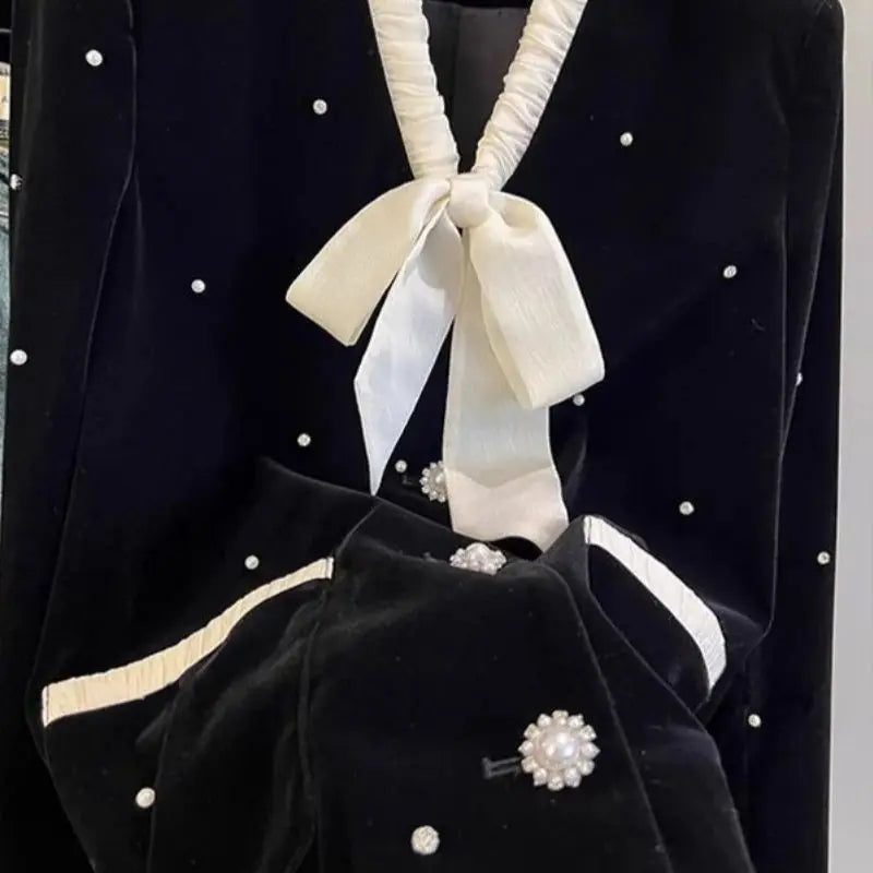 Elevated Pearl Beading Velvet Jacket