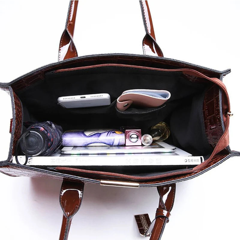 Oversized Tote Crocodile PU Leather Handbag
