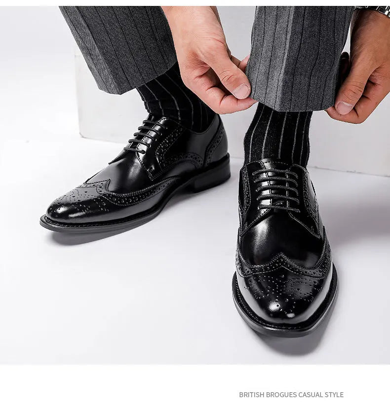 Genuine Leather Lace-up Men's Business  Dress Shoes