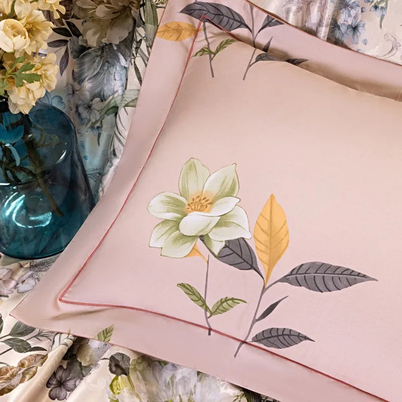  Vintage Chic Blooming Flowers Jacquard Bedding Set