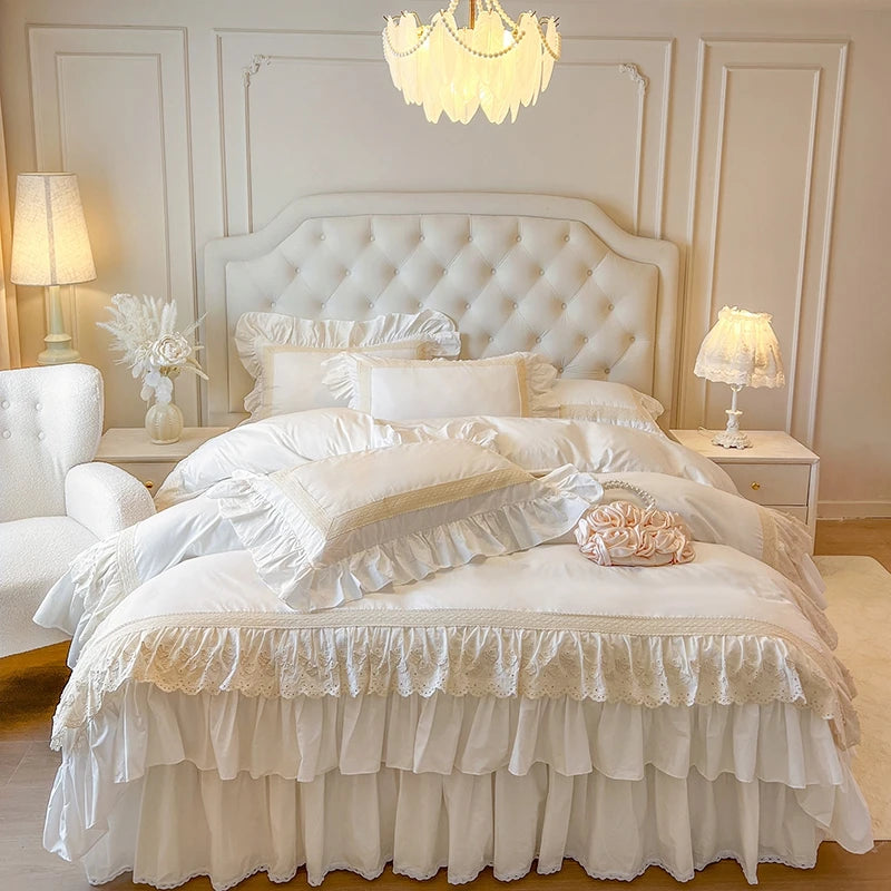 French Romantic Sweet Princess Style Bedding Set 100% Cotton
