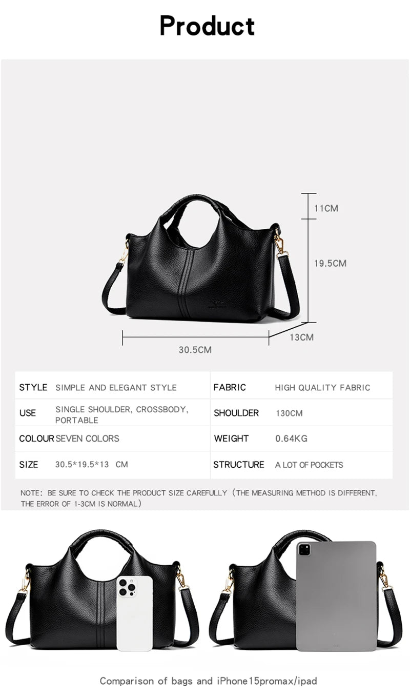 Leather Diagonal Crossbody Tote Bag