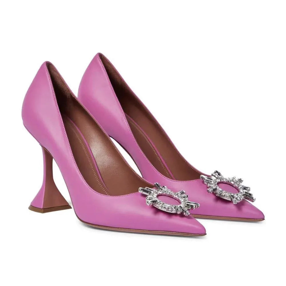 Sun Buckle Rhinestone High-Heels With Wine Glass Heel