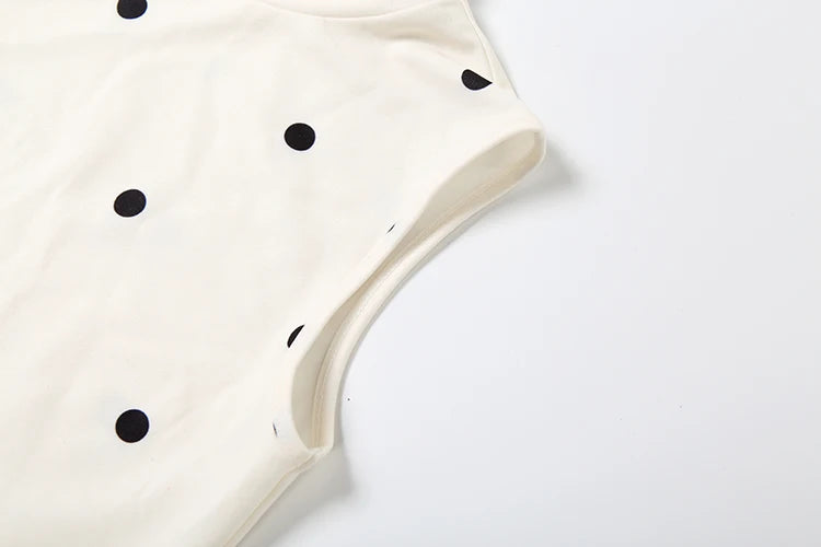 Chic Polka Dot Bodycon Dress Sleeveless Lace Bow