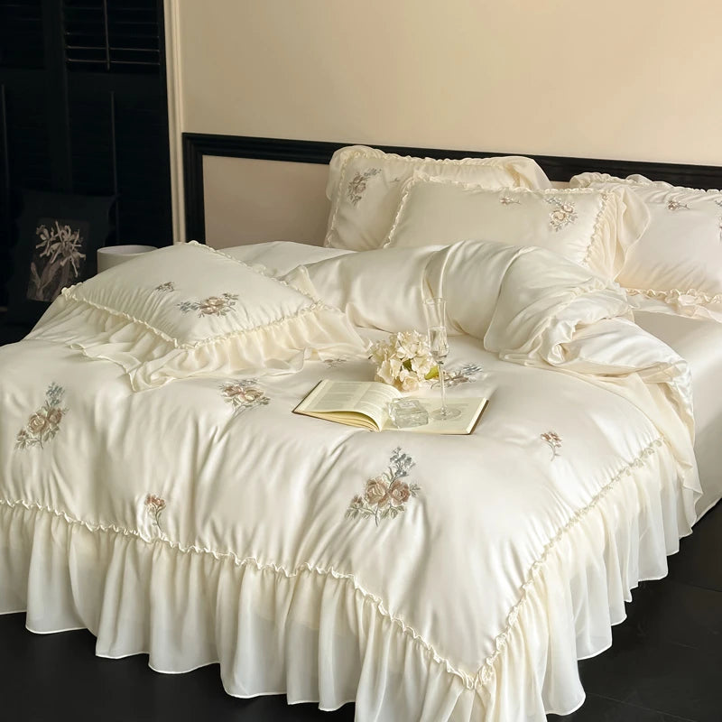 Elegant Chiffon Ruffle  Princess Bedding Set