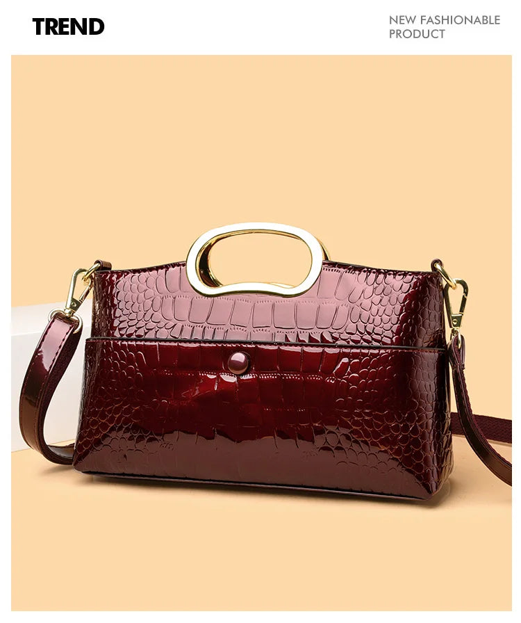 Crocodile Pattern Leather Casual Handbag