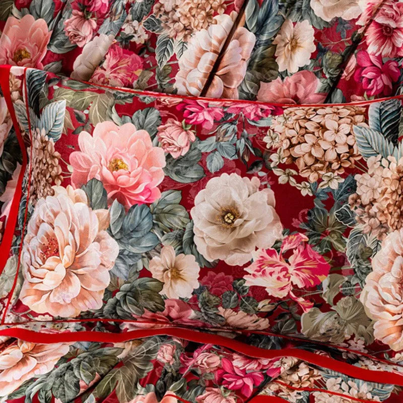  Vintage Chic Blooming Flowers Jacquard Bedding Set