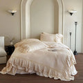 Elegant French Lace Ruffle Bedding Set 100% Cotton
