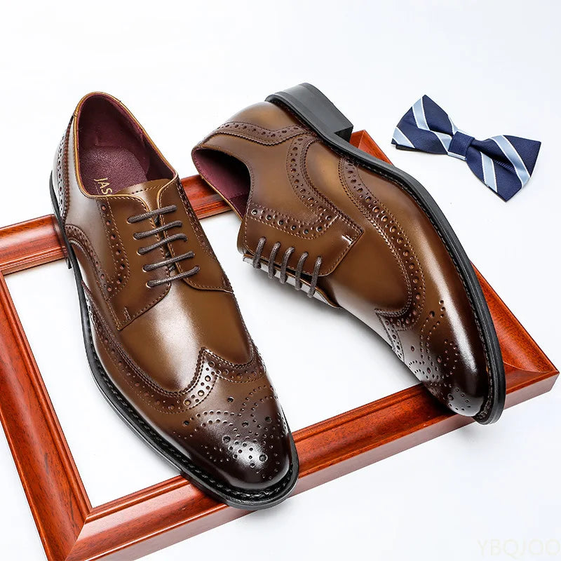 Genuine Leather Lace-up Men's Business  Dress Shoes