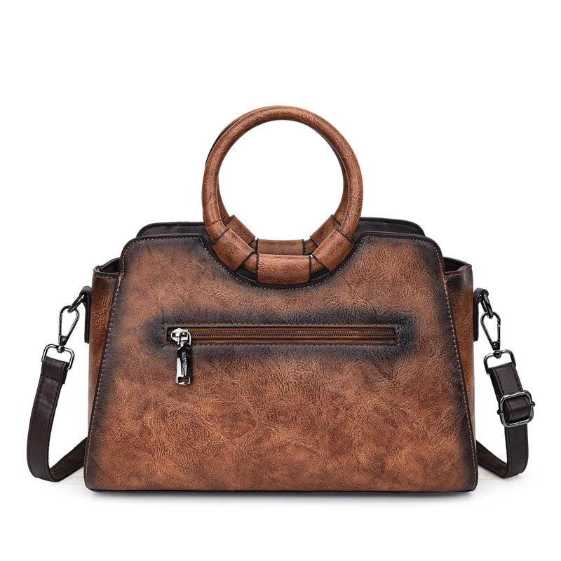 Vintage Embossed PU Leather Women's Shoulder Bag