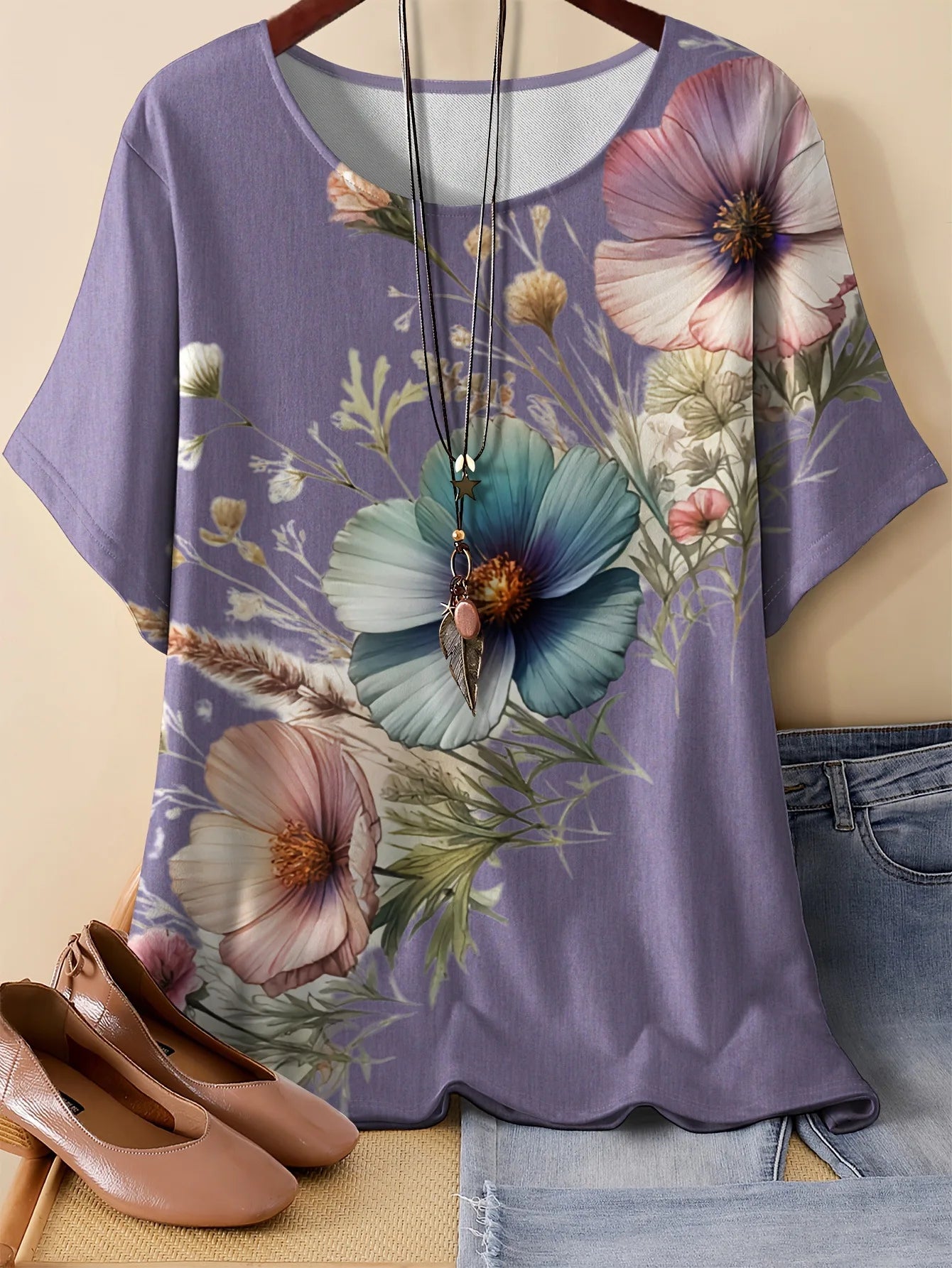 Summer Flower Butterfly T-Shirt