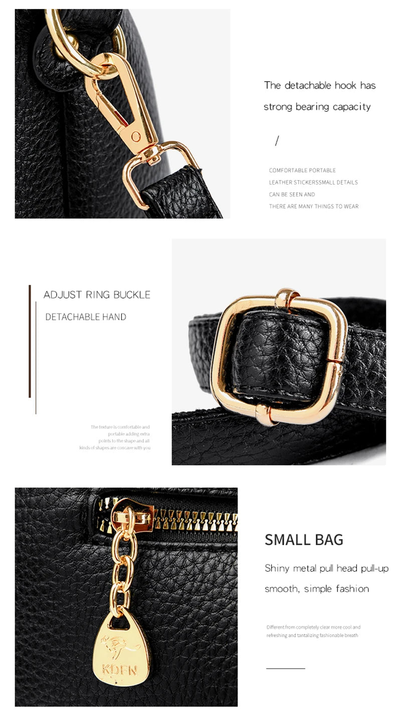Leather Diagonal Crossbody Tote Bag