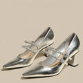 Women’s Rhinestone Double Buckle Pointed Toe High Heel Pumps