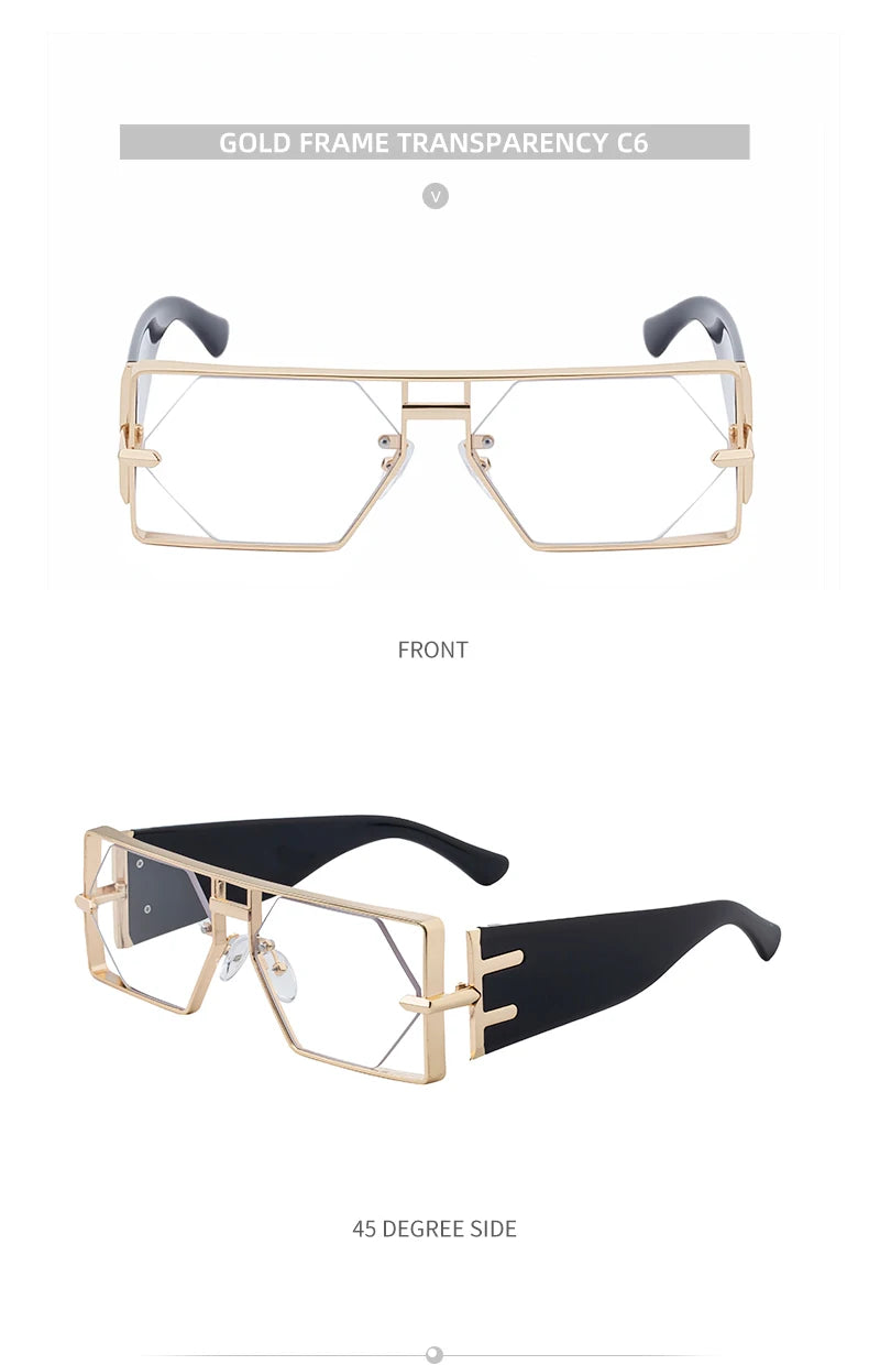 Steampunk Rectangle Metal Frame Sunglasses UV400 