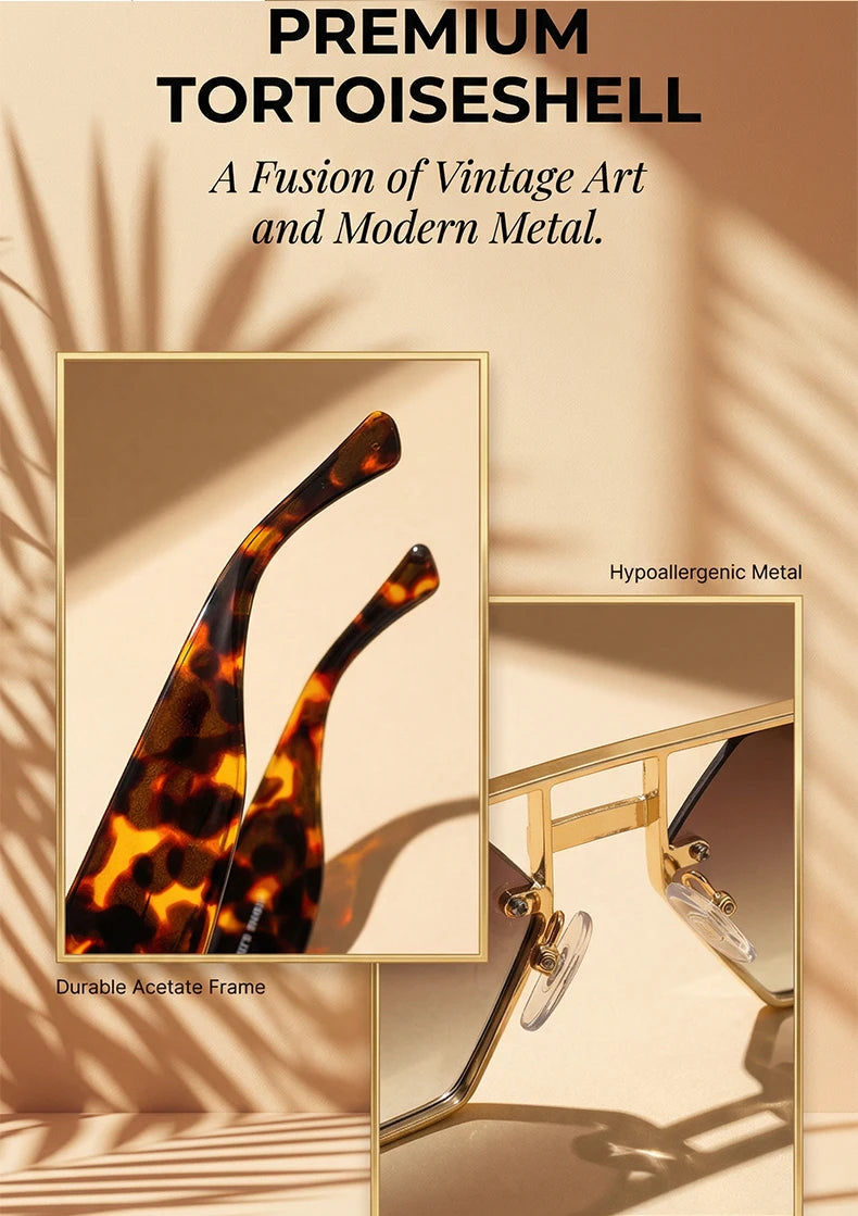 Steampunk Rectangle Metal Frame Sunglasses UV400 