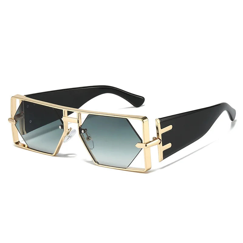 Steampunk Rectangle Metal Frame Sunglasses UV400 