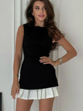 Women’s Elegant Pleated Slim Sleeveless Short Dress