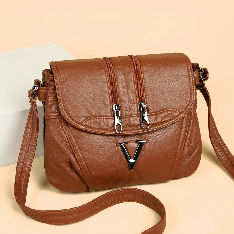 Soft Washed Leather Women’s Luxury Shoulder Bag