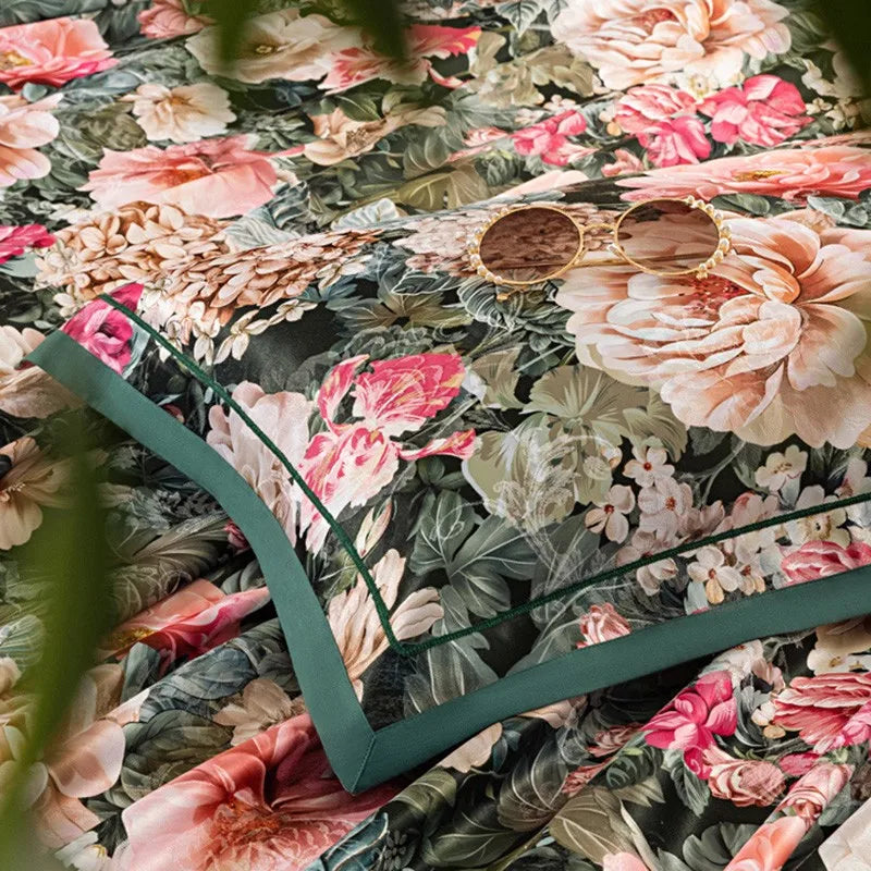  Vintage Chic Blooming Flowers Jacquard Bedding Set