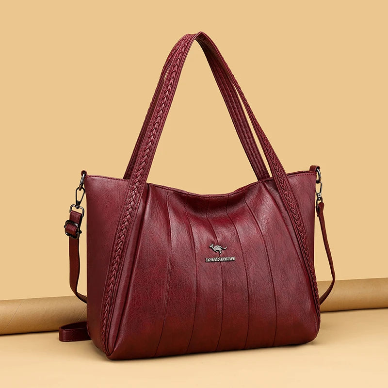 Soft Leather Weave Style Handbag