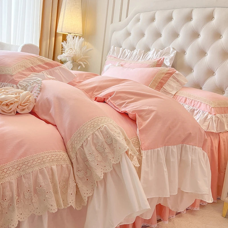 French Romantic Sweet Princess Style Bedding Set 100% Cotton
