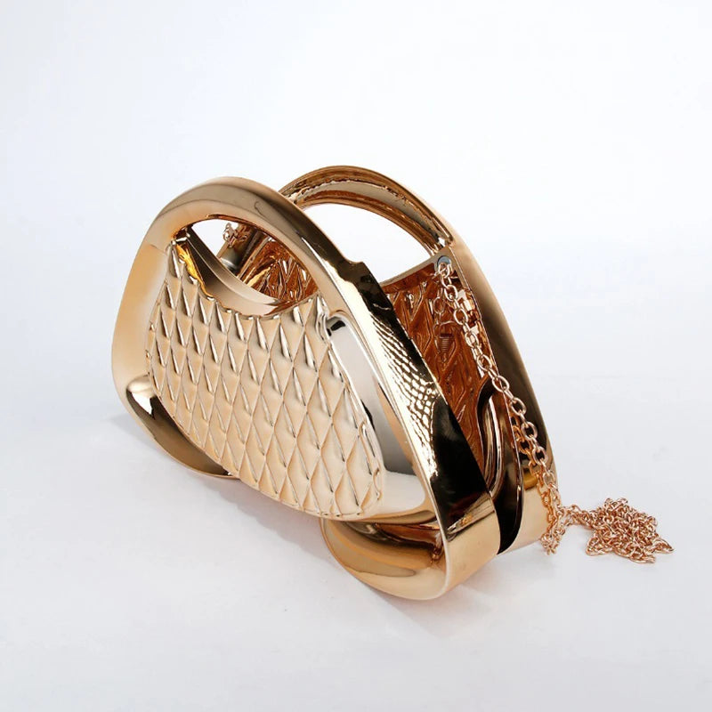Unique Metallic Chain Crossbody Bag