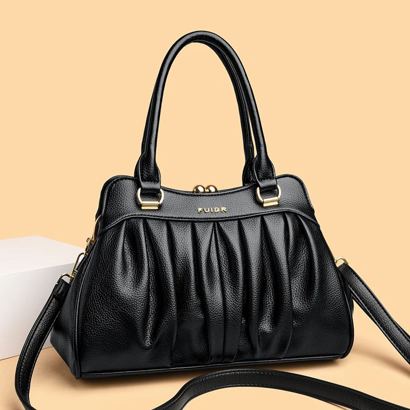 Vintage Style Clip Buckle Multi Pocket Women's Handbag
