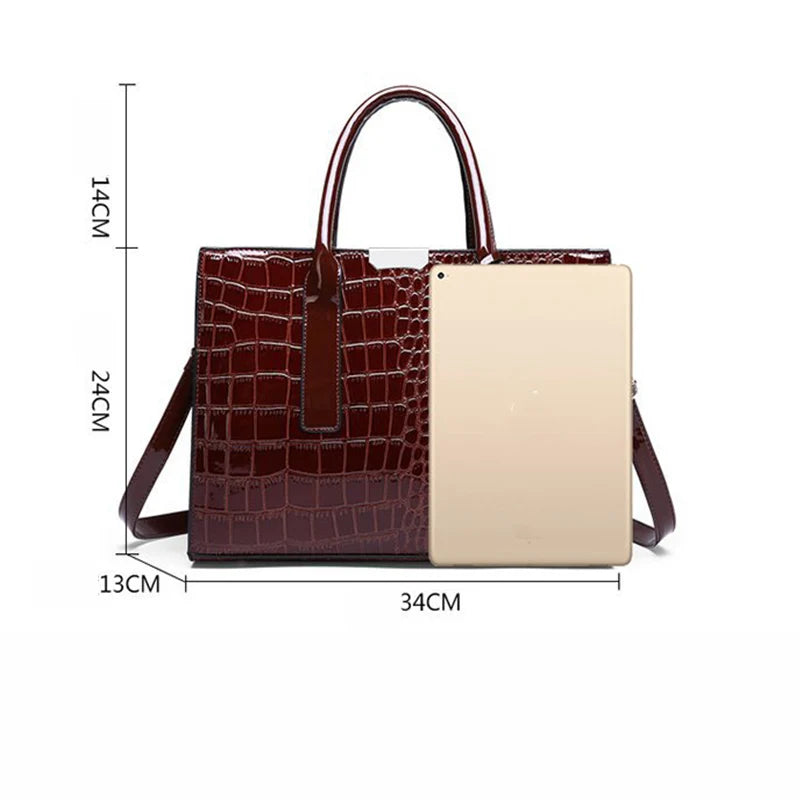 Oversized Tote Crocodile PU Leather Handbag
