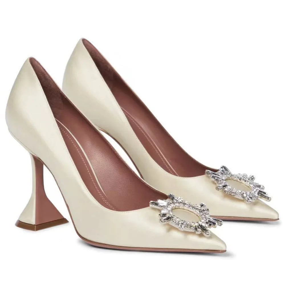 Sun Buckle Rhinestone High-Heels With Wine Glass Heel