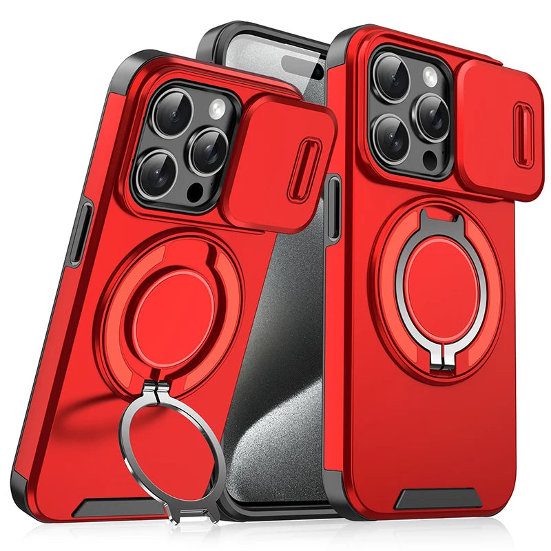 Heavy Duty iPhone Case with 360° Rotating Ring – Car Mount Holder TPU + PC Bumper