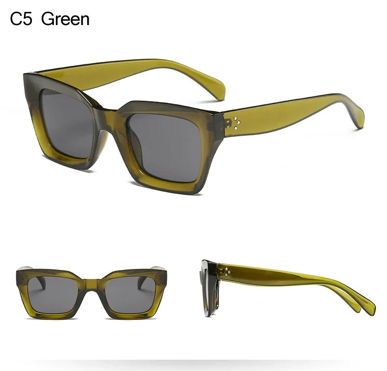 2pcs Fashion Square Thick Frame Anti Light Sunglasses UV400
