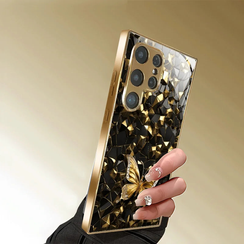 High-End Electroplated Glass TPU Phone Case for Samsung