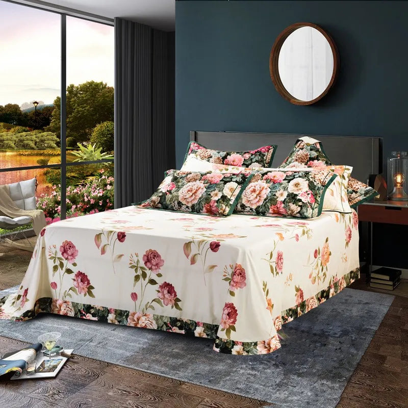  Vintage Chic Blooming Flowers Jacquard Bedding Set