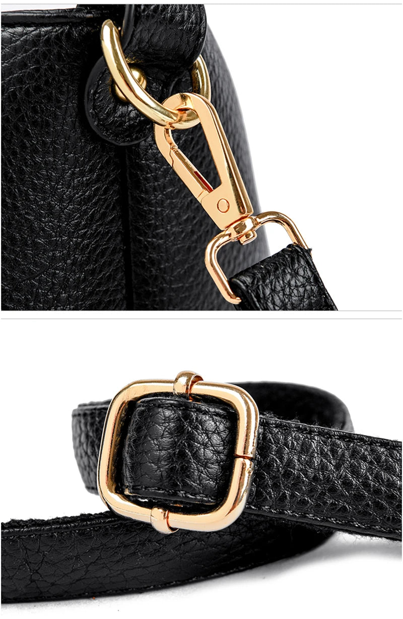 Leather Diagonal Crossbody Tote Bag