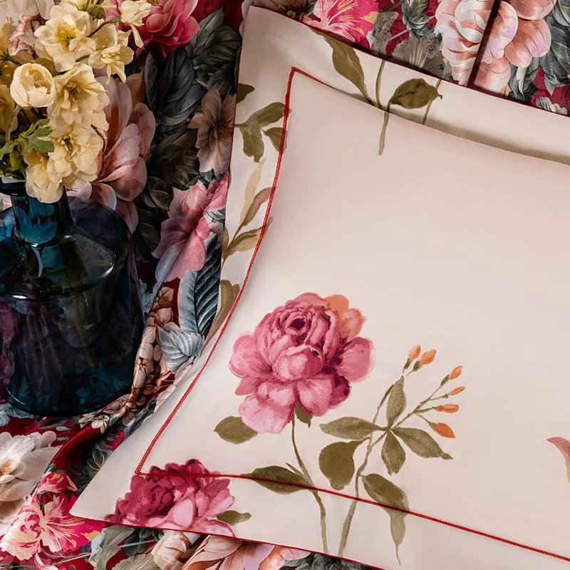  Vintage Chic Blooming Flowers Jacquard Bedding Set