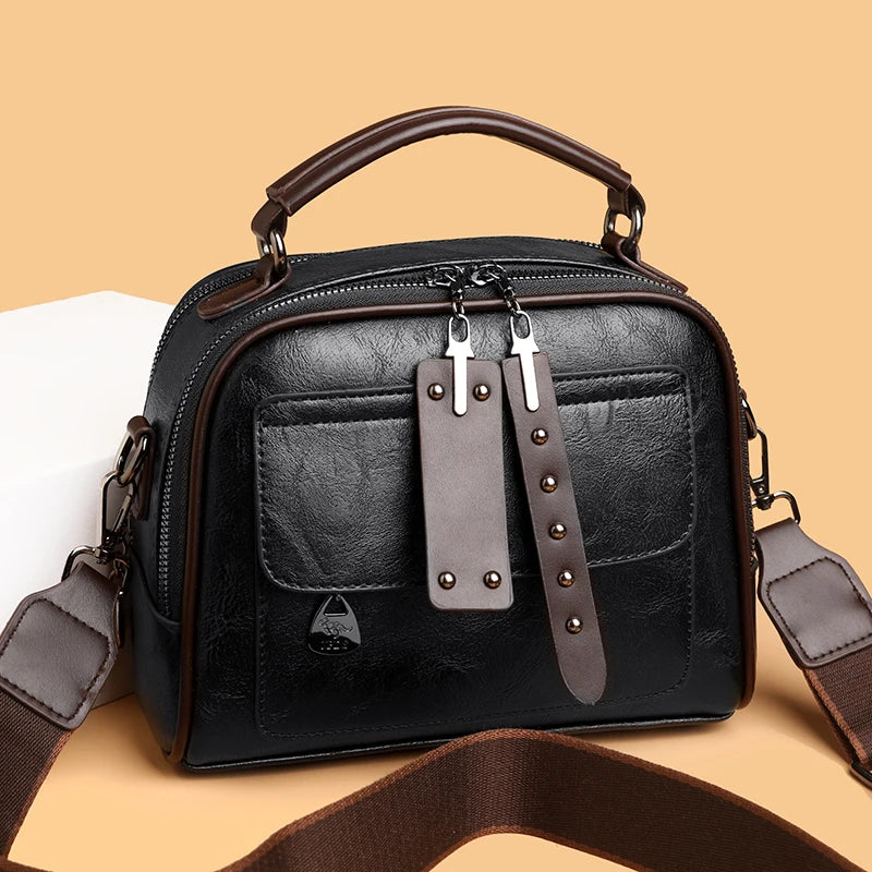 Women's Soft Leather Top-Handle Shoulder Bag