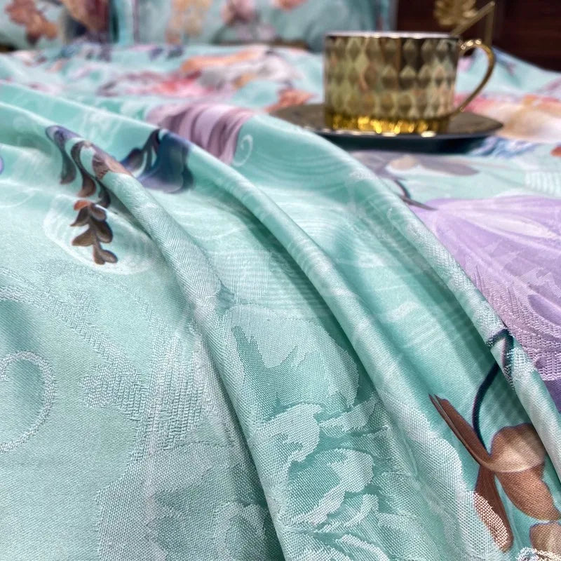 Vintage Chic Blooming Flowers Jacquard Bedding Set