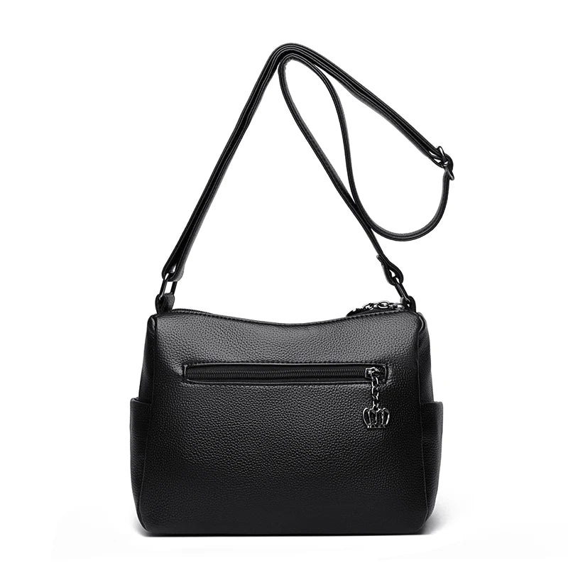 Checker Style Genuine Soft Leather Shoulder Bag