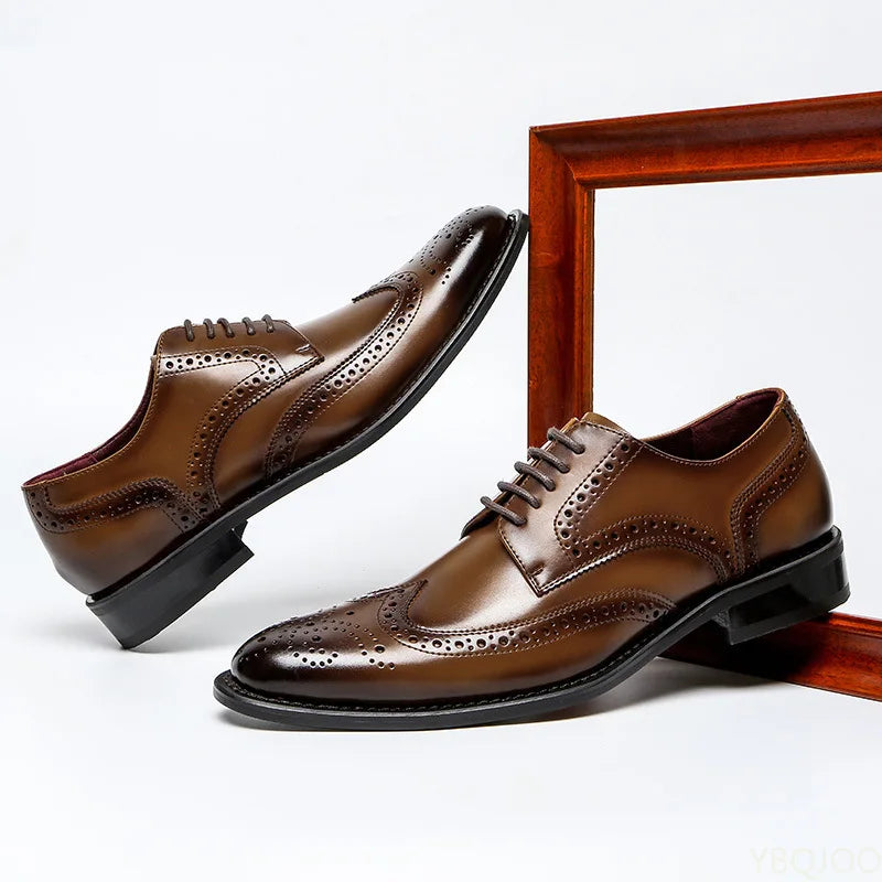 Genuine Leather Lace-up Men's Business  Dress Shoes