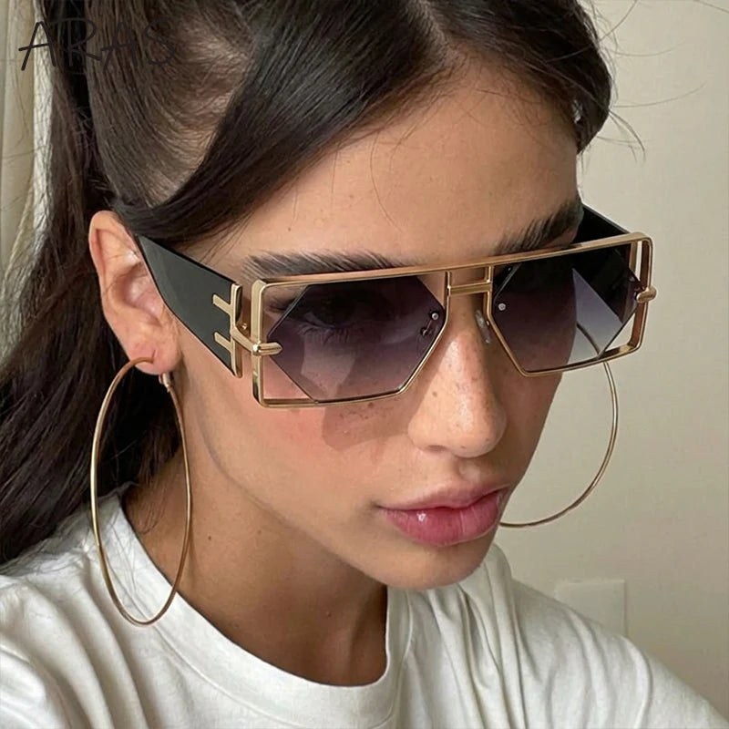 Steampunk Rectangle Metal Frame Sunglasses UV400 