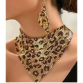 Vintage Leopard Print Necklase and Earrings Jewelry Set