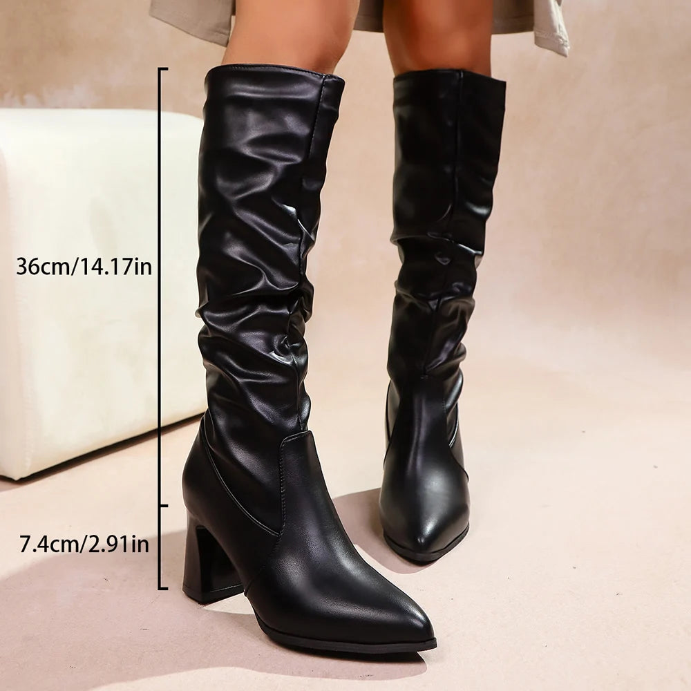 Women’s Pointed Toe Knee-High Slouchy Boots