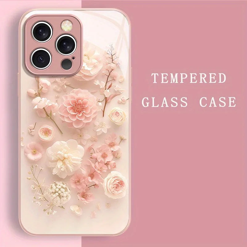 Flower Pattern Pink Metallic Paint  iPhone Case