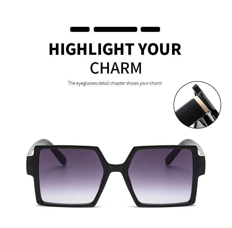Square Large Frame Elegant Sunglasses