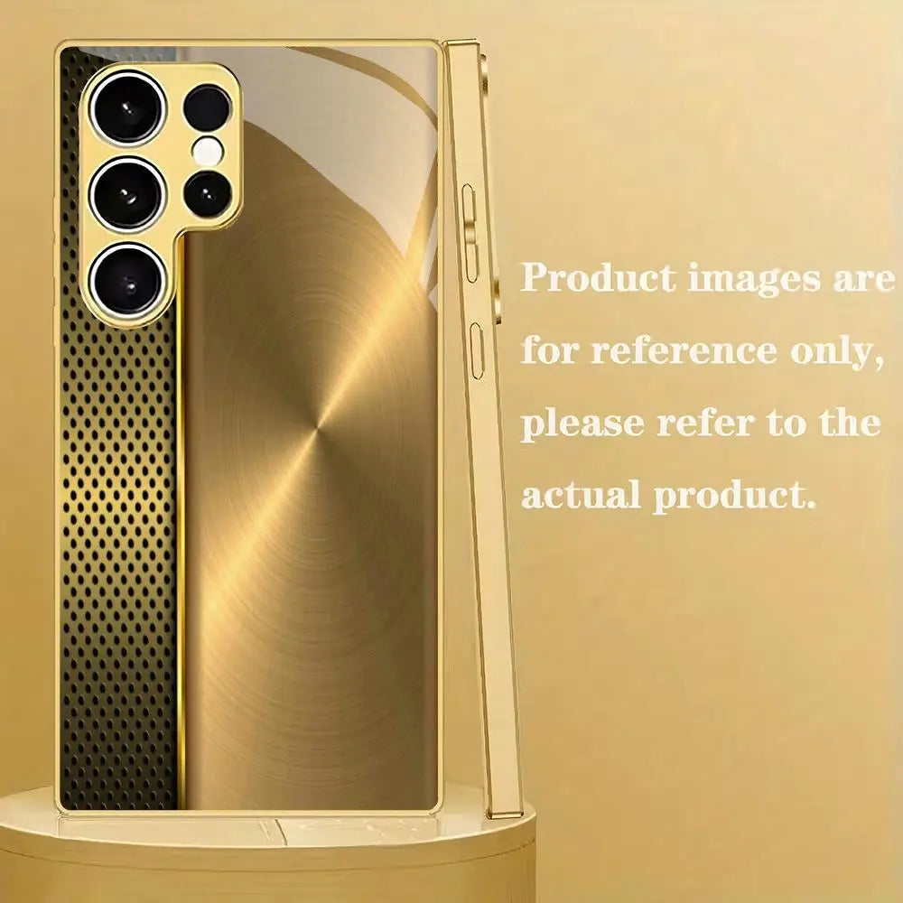 Samsung Galaxy Gold Glass Case – Electroplated Textured Shockproof Phone Cover