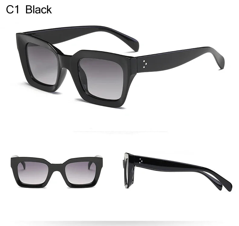2pcs Fashion Square Thick Frame Anti Light Sunglasses UV400