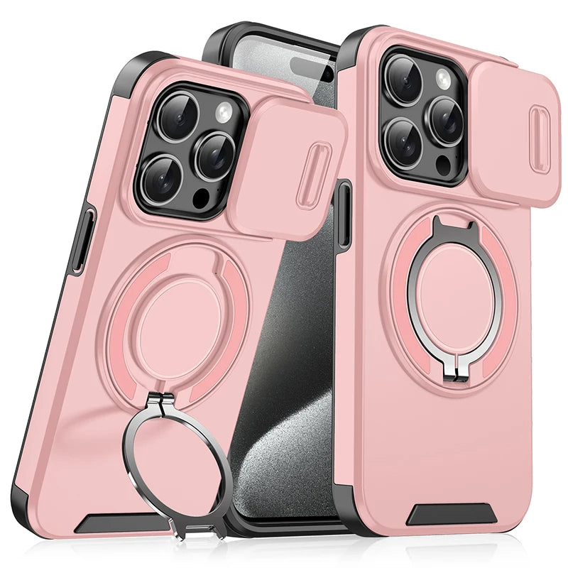 Heavy Duty iPhone Case with 360° Rotating Ring – Car Mount Holder TPU + PC Bumper